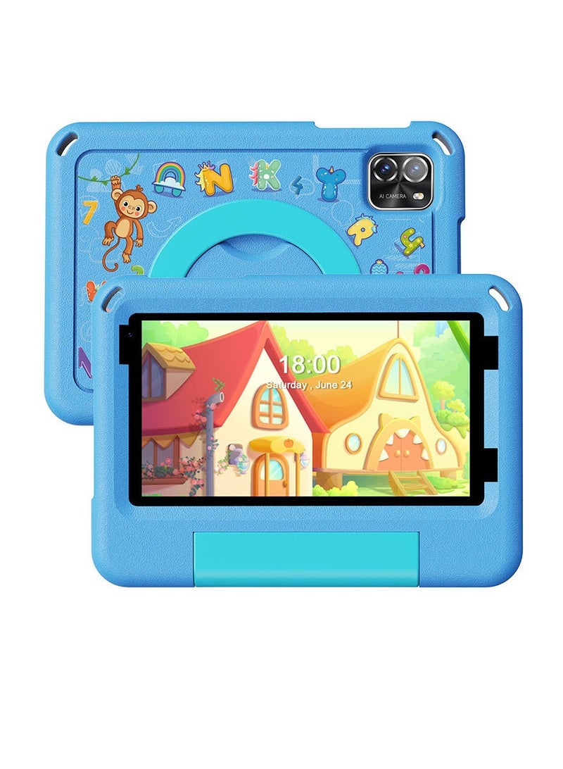 AROAQ B7 Kids Tablet, 64GB Memory Storage Children Educational Tablet, 8 Core High Performance Portable Tablet Computer With Anti Fall Protective Cover For Boys Girls, (1pc, Blue) - Image 1