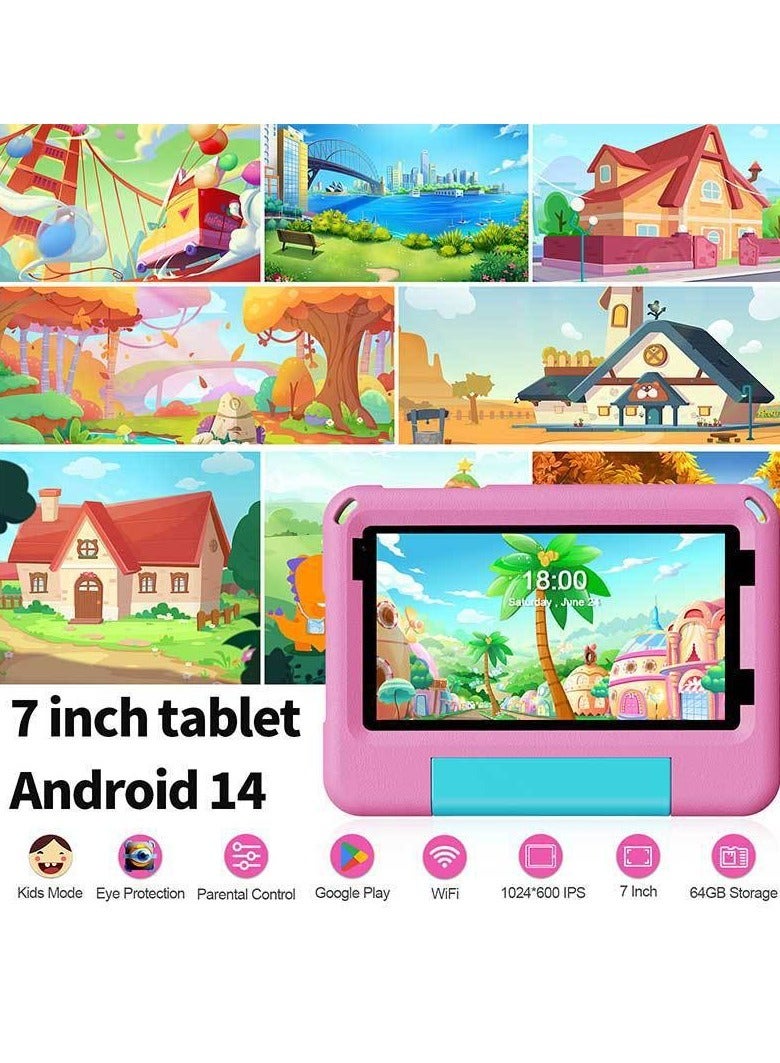 AROAQ B7 Kids Tablet, 64GB Memory Storage Children Educational Tablet, 8 Core High Performance Portable Tablet Computer With Anti Fall Protective Cover For Boys Girls, (1pc, Blue) - Image 2