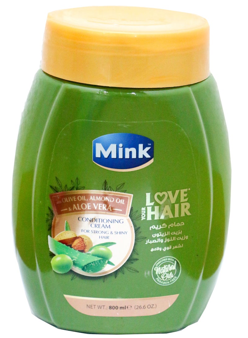 منك مينك حمام كريم المرطب بزيت الزيتون وزيت اللوز والصبار - 800 مل - Image 1