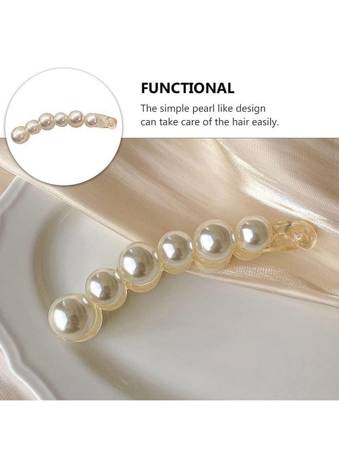 YANWENX Pearl Hair Clip Banana Hair Clips Ponytail Holder Thick Fine Hair Clip French Barrettes Jaw Clips for Women and Girls White - Image 4
