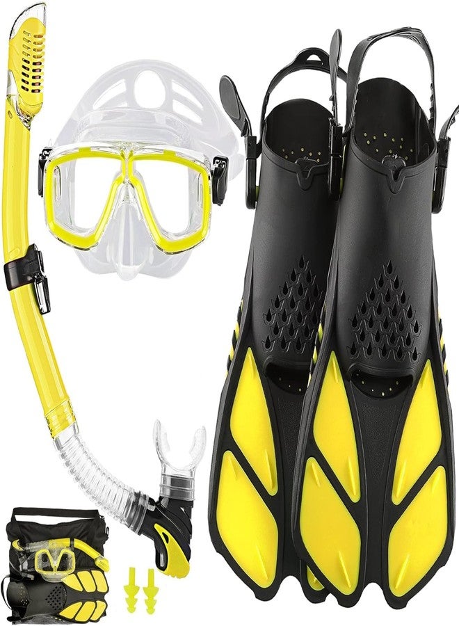Delavala Dry Snorkel Set Kids (Yellow - S/M ) - ,Panoramic Wide View,Anti-Fog Scuba Diving Mask,Professional Snorkeling Gear - Image 1