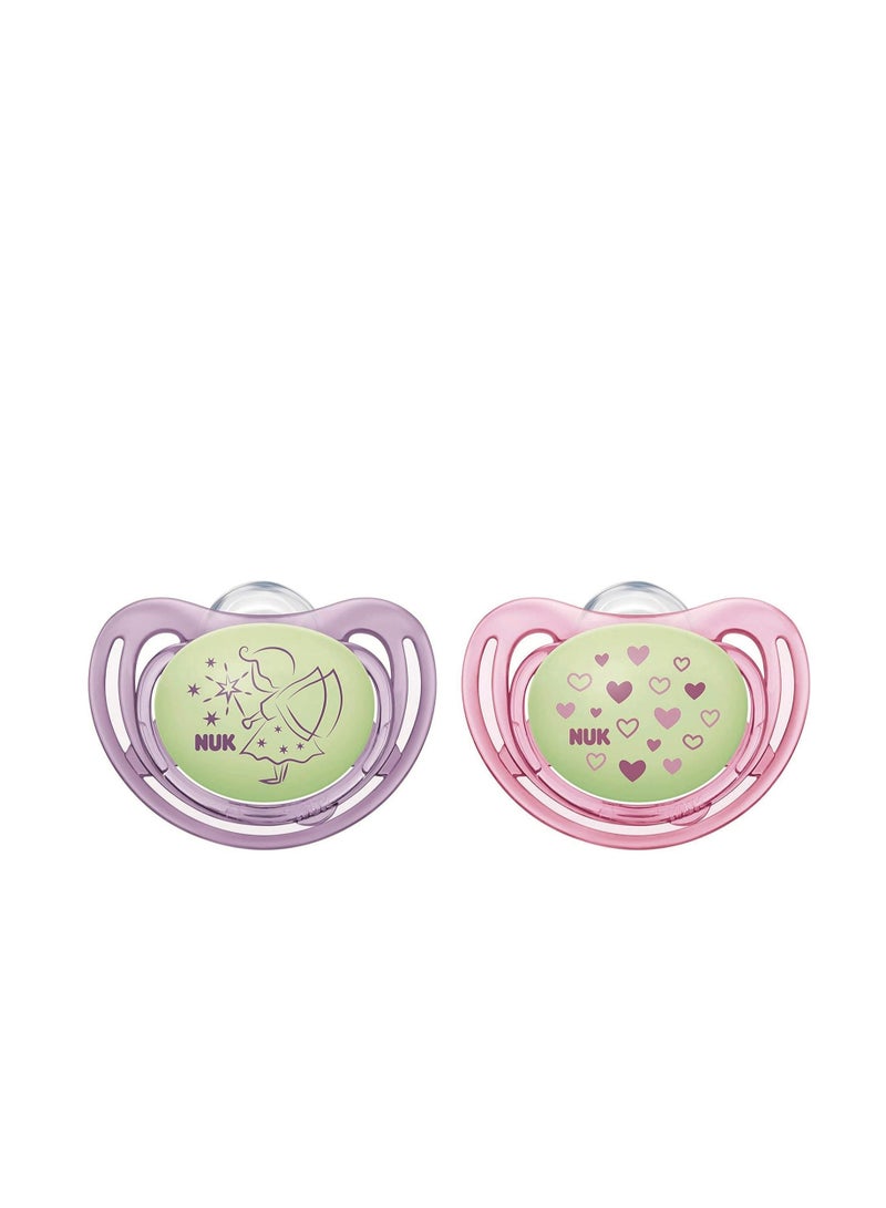 NUK Airflow Glow-in-The-Dark Pacifiers, 0-6 Months, 2 Pack - Image 1