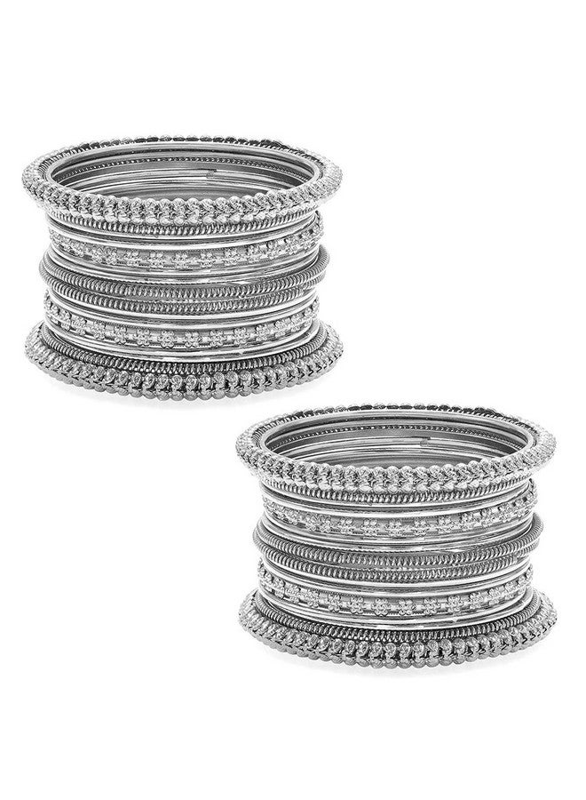 Peora Traditional 2.8 inch Antique Look Oxidised Silver Plated Bangle Set Navratri Gift for Women Girls (Set of 2) - Image 1