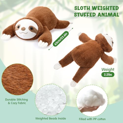 Blueweenly 27 Inches 22 Lbs Weighted Sloth Stuffed Animals for Kids Large Brown Sloth Weighted Animals Plush Cute Emotional Stuffy Support Toy Gift for Birthday Holiday - Image 5