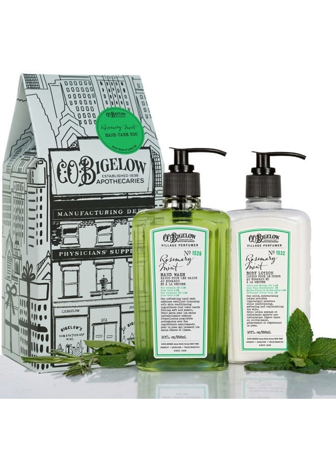 C. O. Bigelow - C.O. Bigelow Rosemary Mint Hand Care Duo, Hand Soap & Lotion Gift Set, Set of Two - Apothecary Hand Care for Dry Skin with Moisturizing Lotion & Liquid Hand Wash - 10fl oz Each - Image 1