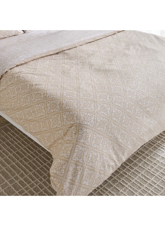 Home Box Madison Burnley 3-Piece Cotton Printed Super King Duvet Cover Set - 220x240 cm