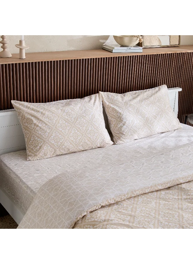 Home Box Madison Burnley 3-Piece Cotton Printed Super King Duvet Cover Set - 220x240 cm