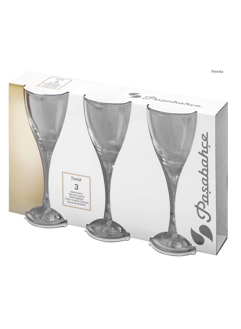 Paşabahçe Pasabahce Twist Stemware 180cc – 3-Piece Stylish Wine Glass Set SB - Image 2