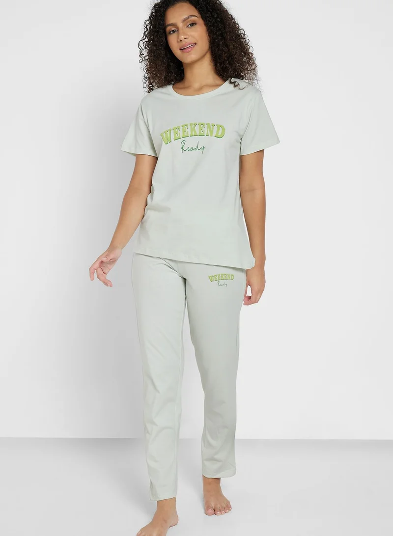 Ginger Graphic Nightwear T-Shirt And Pyjama Set