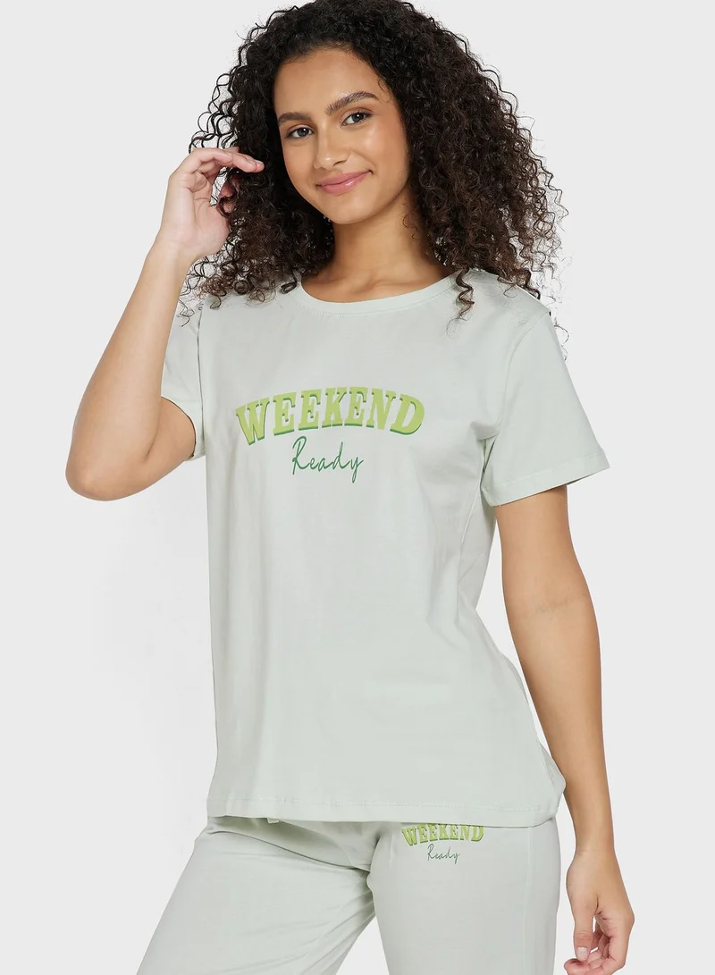 Ginger Graphic Nightwear T-Shirt And Pyjama Set