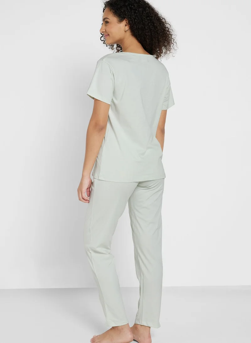 Ginger Graphic Nightwear T-Shirt And Pyjama Set