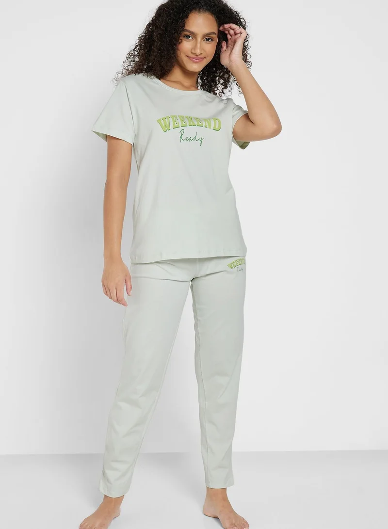 Ginger Graphic Nightwear T-Shirt And Pyjama Set