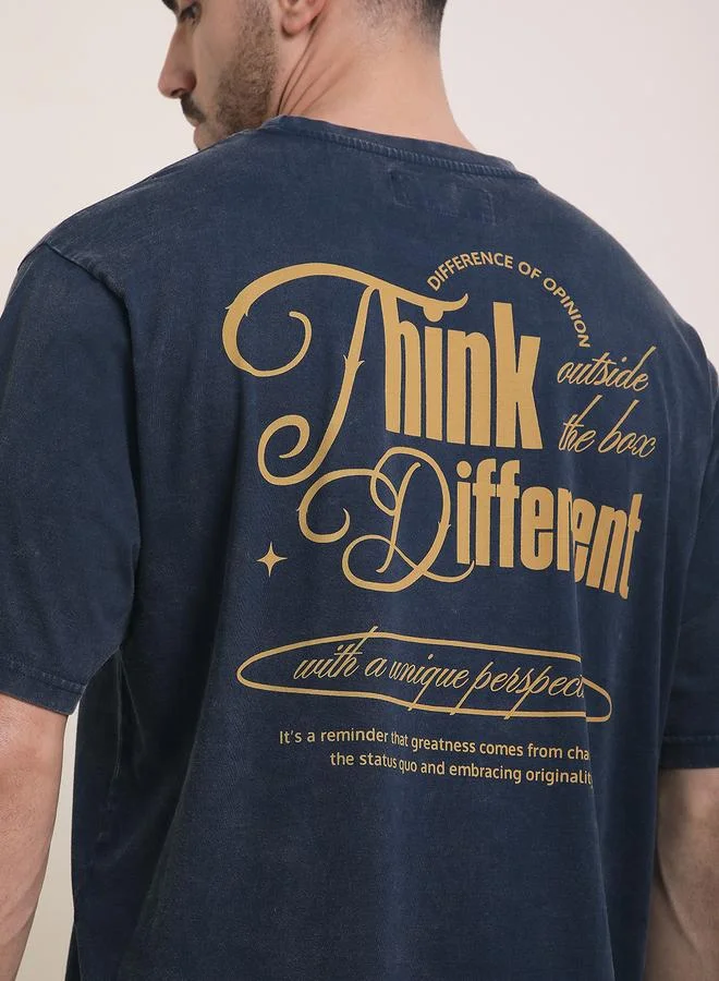 Difference of Opinion Men Oversized Acid Wash Printed T-Shirt