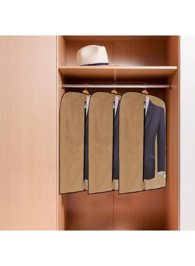 Kuber Industries Kuber Industries Pack of 6 Coat Covers | Blazer Cover for Men | Jacket Covers with Zip | Dustproof Storage Bag | Half Transparent Suit Bag | Brown - Image 2