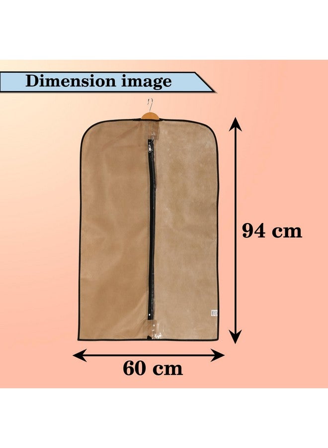 Kuber Industries Kuber Industries Pack of 6 Coat Covers | Blazer Cover for Men | Jacket Covers with Zip | Dustproof Storage Bag | Half Transparent Suit Bag | Brown - Image 3