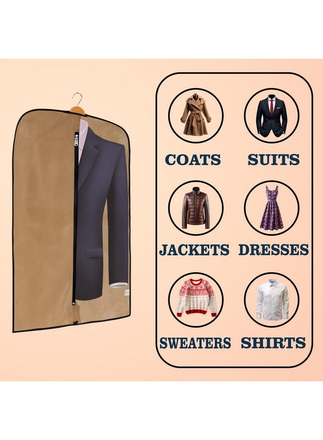 Kuber Industries Kuber Industries Pack of 6 Coat Covers | Blazer Cover for Men | Jacket Covers with Zip | Dustproof Storage Bag | Half Transparent Suit Bag | Brown - Image 5