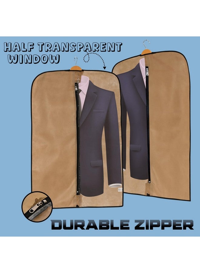 Kuber Industries Kuber Industries Pack of 6 Coat Covers | Blazer Cover for Men | Jacket Covers with Zip | Dustproof Storage Bag | Half Transparent Suit Bag | Brown - Image 4