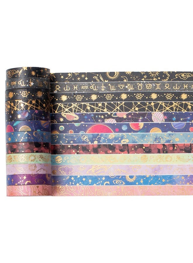 YUBX Skinny Galaxy Washi Tape Set 30 Rolls Gold Foil Decorative Starry Space Masking Tapes for Arts, DIY Crafts, Journals, Planners, Scrapbook, Wrapping - Image 5