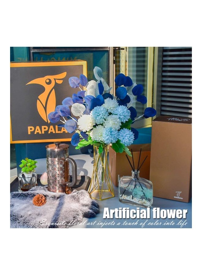 Bluejw Artificial Hydrangea Bouquet Flowers With Geometric Iron Vase - Image 4