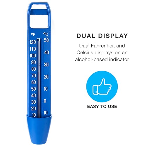SplashTech Pocket Reservoir Pool Thermometer - Shatter Proof, Dual Fahrenheit & Celsius Display, 9.5" Cord - Swimming Pool, Spa, Hot Tub, Pond, Jacuzzi Maintenance Equipment - Image 2