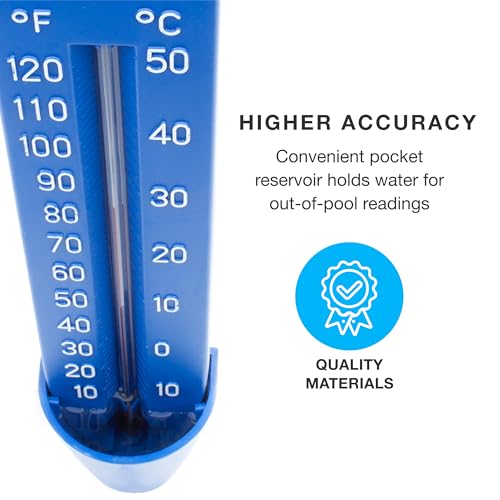 SplashTech Pocket Reservoir Pool Thermometer - Shatter Proof, Dual Fahrenheit & Celsius Display, 9.5" Cord - Swimming Pool, Spa, Hot Tub, Pond, Jacuzzi Maintenance Equipment - Image 4