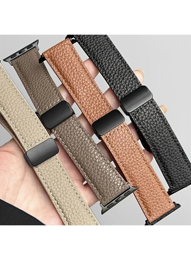 CoomBe Luxury Leather iWatch Band/Strap, Women Men Adjustable Magnetic Closure Leather Watchband, Smart Watch Watchband for Apple iWatch Series 11/10, 38/40/41/42mm - Image 4