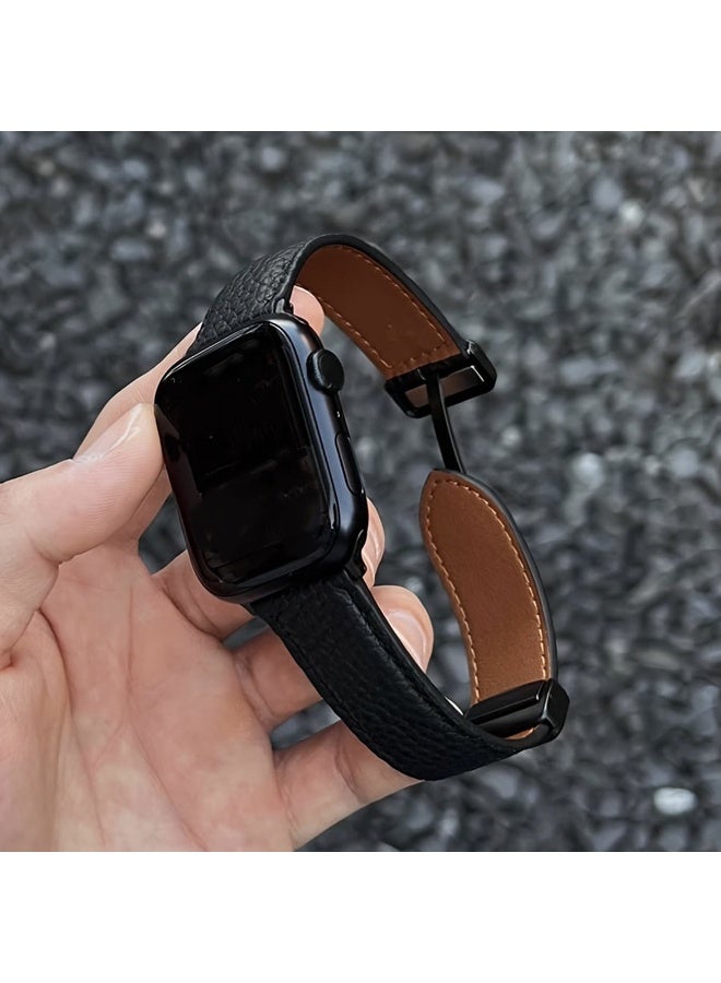 CoomBe Luxury Leather iWatch Band/Strap, Women Men Adjustable Magnetic Closure Leather Watchband, Smart Watch Watchband for Apple iWatch Series 11/10, 38/40/41/42mm - Image 1