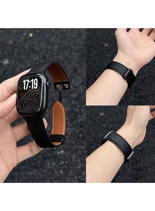 CoomBe Luxury Leather iWatch Band/Strap, Women Men Adjustable Magnetic Closure Leather Watchband, Smart Watch Watchband for Apple iWatch Series 11/10, 38/40/41/42mm - Image 3