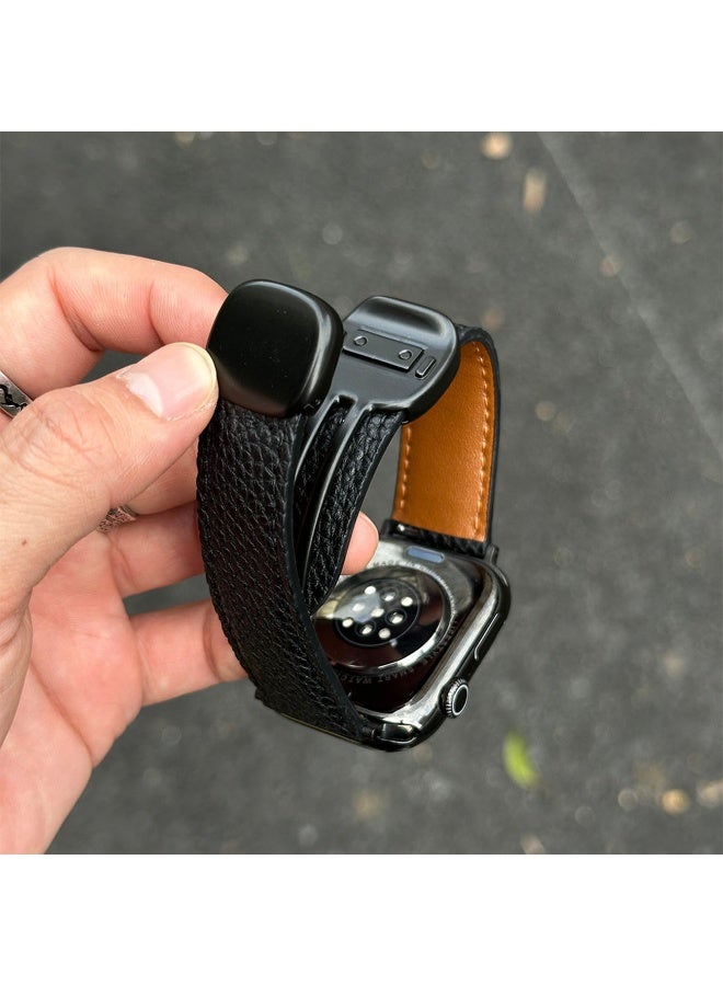 CoomBe Luxury Leather iWatch Band/Strap, Women Men Adjustable Magnetic Closure Leather Watchband, Smart Watch Watchband for Apple iWatch Series 11/10, 38/40/41/42mm - Image 2