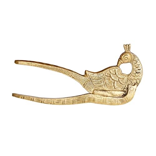 Kartique Brass Peacock Designs Supari Cutter Sarota Betel Nut Cracker in Gold Color Length 5 Inch - Image 2