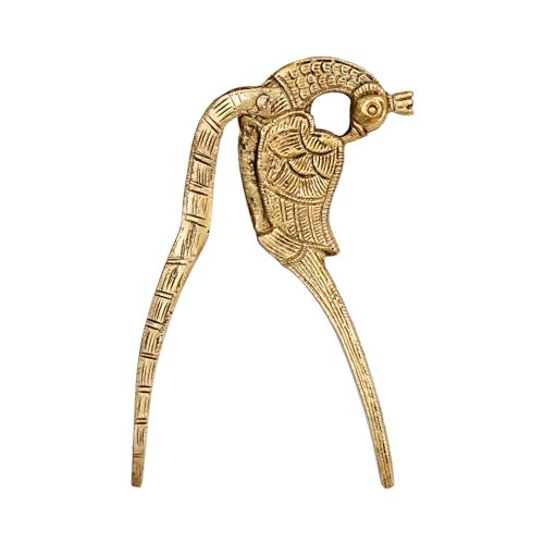 Kartique Brass Peacock Designs Supari Cutter Sarota Betel Nut Cracker in Gold Color Length 5 Inch - Image 4