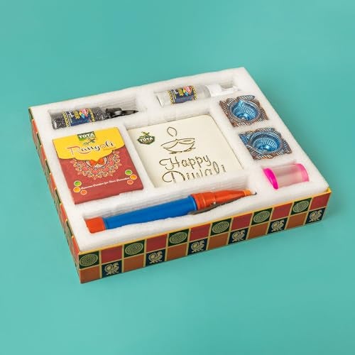 TOTA Celebration Diwali Gift Pack – Complete Rangoli Kit with Rangoli Powder Bottle | Rangoli Stencils | Rangoli Tools | Diya for Diwali and Home Decoration - 20+ Rangoli Maker Items - Image 5