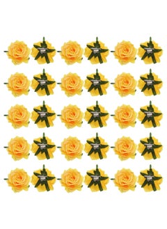 MECCANIXITY MECCANIXITY 30 Pcs Rose Flower Hair Clips 4 Inch Flower Hair Pins Flower Brooch for Women Hair Accessories Yellow 