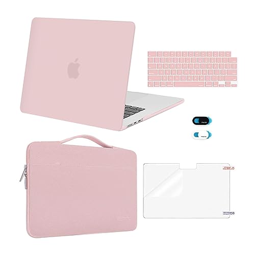 MOSISO Compatible with MacBook Air 15 inch Case 2025 2024 2023 Release M4 A3241 M3 A3114 M2 A2941, Plastic Hard Shell&Carrying Sleeve Bag&Keyboard Cover&Webcam Cover&Screen Protector, Baby Pink - Image 1