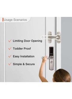 Sweet seven Home Security Door Lock Swing Bar Door Lock Home Reinforcement Lock for Swing-in Doors Latch Guard  Safety Reinforcement Door Clasp for Kids Home Hotel Apartment Thicken Solid Aluminium Alloy  - Image 4