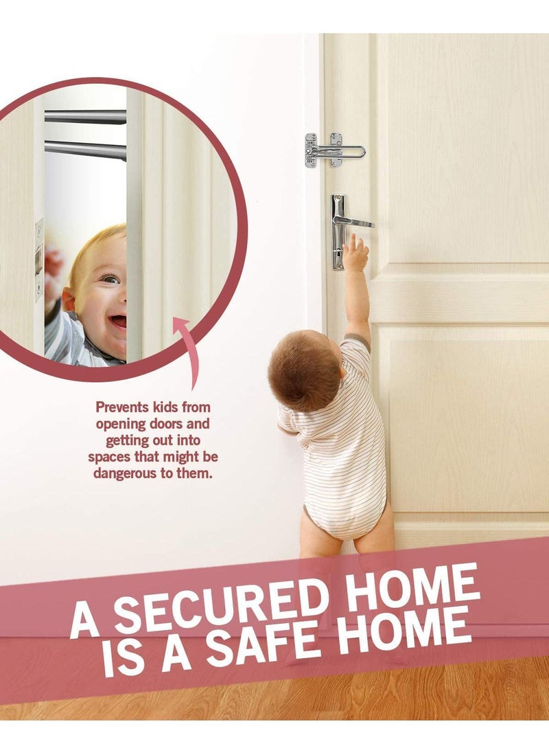Sweet seven Home Security Door Lock Swing Bar Door Lock Home Reinforcement Lock for Swing-in Doors Latch Guard  Safety Reinforcement Door Clasp for Kids Home Hotel Apartment Thicken Solid Aluminium Alloy  - Image 2