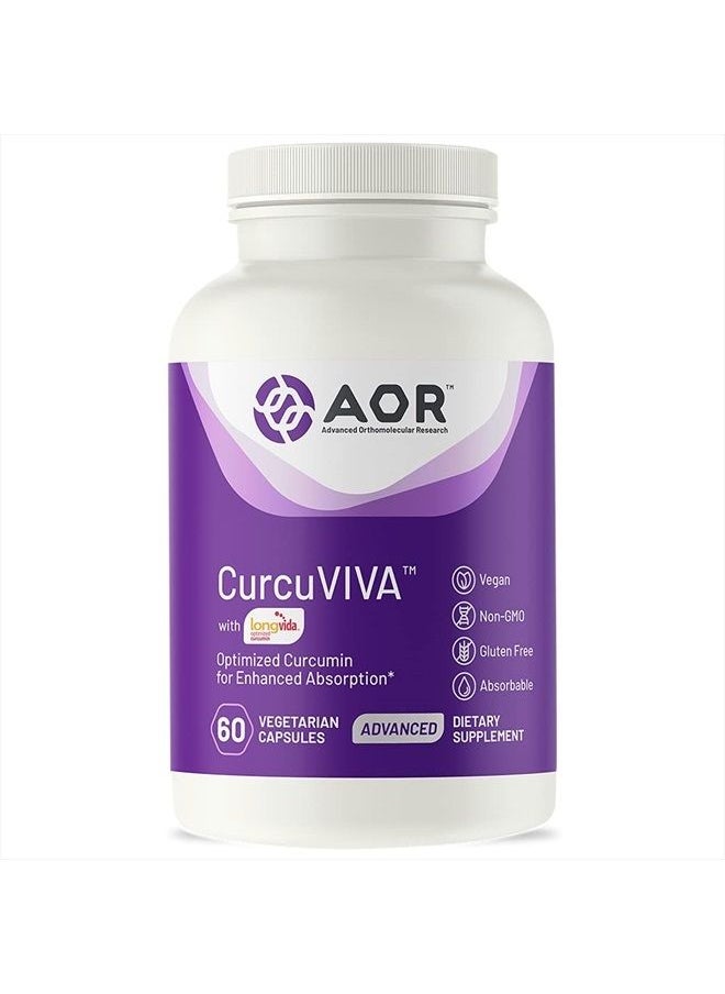 AOR - , CurcuVIVA, Natural Supplement to Support Joint, Digestion and Liver Health, High Bioavailability Curcumin, 400 mg, Vegan, 60 Capsules (60 Servings) - Image 1