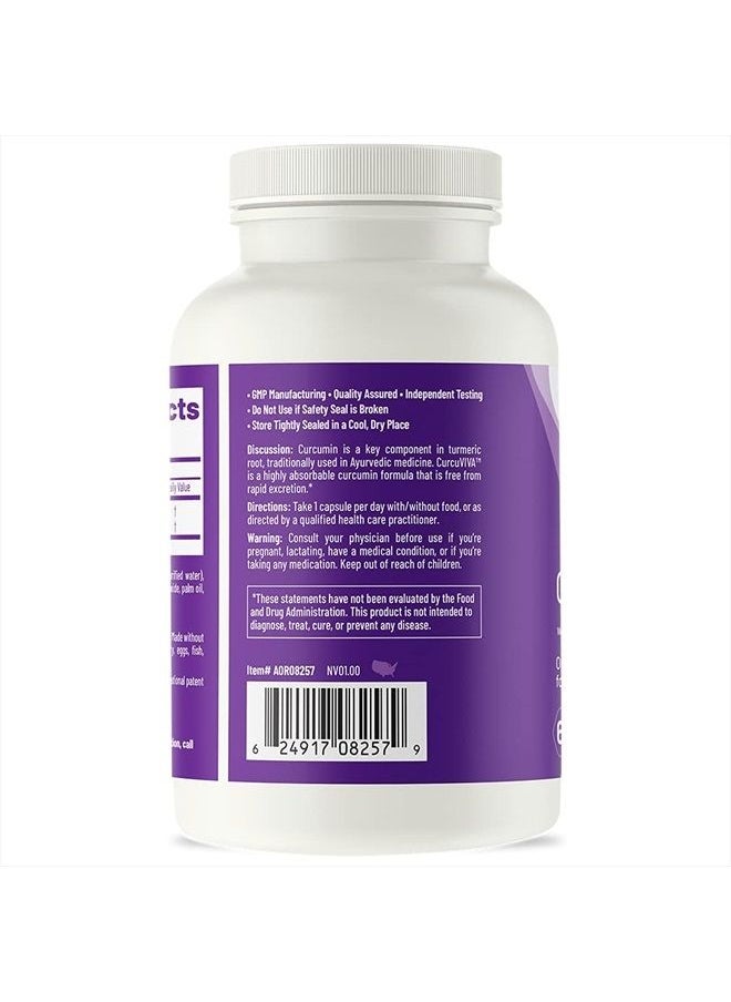 AOR - , CurcuVIVA, Natural Supplement to Support Joint, Digestion and Liver Health, High Bioavailability Curcumin, 400 mg, Vegan, 60 Capsules (60 Servings) - Image 1