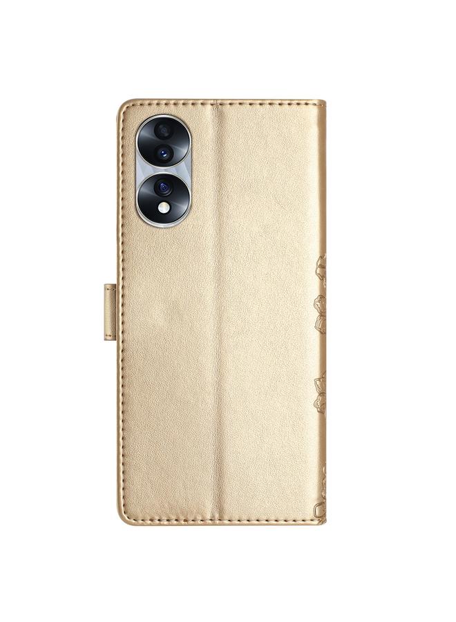 اس-توب جراب لهاتف Honor 70 مصنوع من مادة البولي يوريثان المنقوشة بنقشة زهور الكرز والفراشات - Image 3