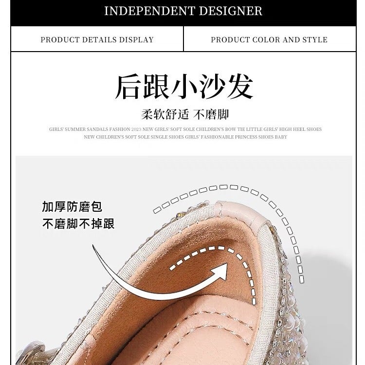 Canyze Crystal Pearl Bow Soft Bottom Princess Shoes Girls New Children'S Baby Shoes - Image 4