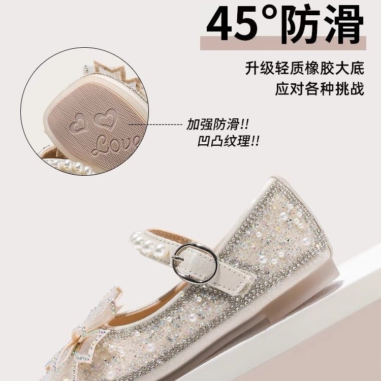 Canyze Crystal Pearl Bow Soft Bottom Princess Shoes Girls New Children'S Baby Shoes - Image 5
