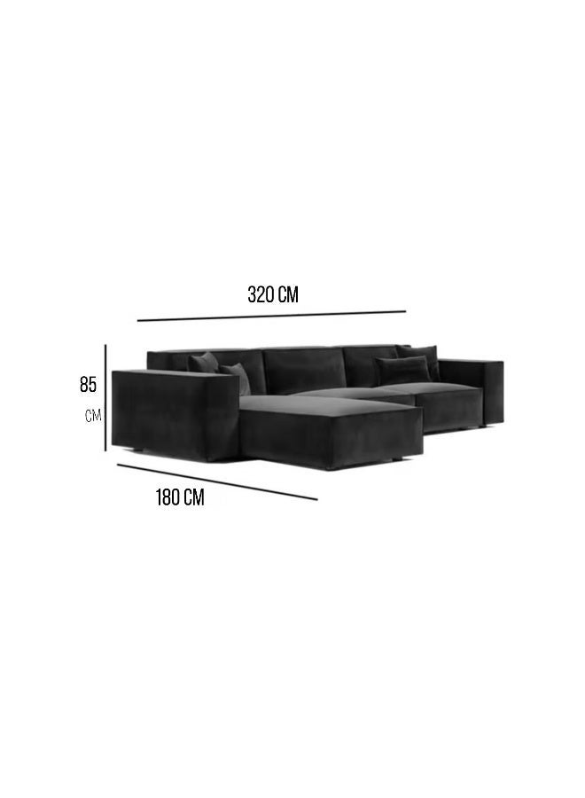 Al Zakharef Furniture Coco Corner L-Shape Luxury Sofa Set, Modern Sectional Velvet Couch, Comfortable Living Room Furniture with Free Pillows, Colour Dark Brown - Image 2