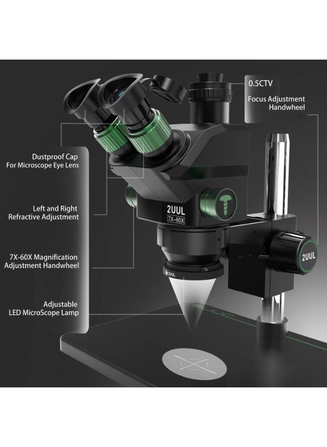 2uul MC7060-A1 7-60X Synchronous Zoom Trinocular Microscope - Image 4