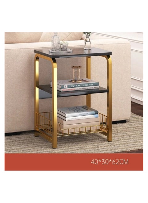 2 Layer Marble Stand With Bottom Storage Mesh Storage -Black