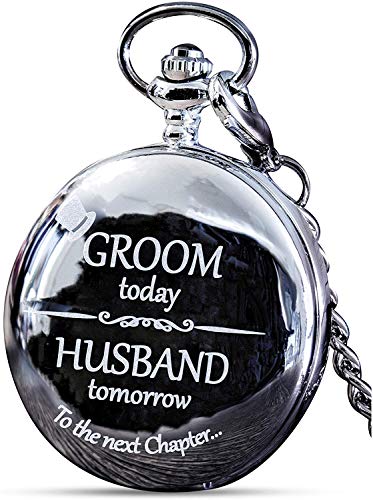 FJ FREDERICK JAMES Groom Gifts from Bride - Engraved 'Groom Today, Husband Tomorrow' - Groom Pocket Watch - Wedding Gift for Groom on Wedding Day I Gift for Groom from Bride on Wedding Day - Image 1