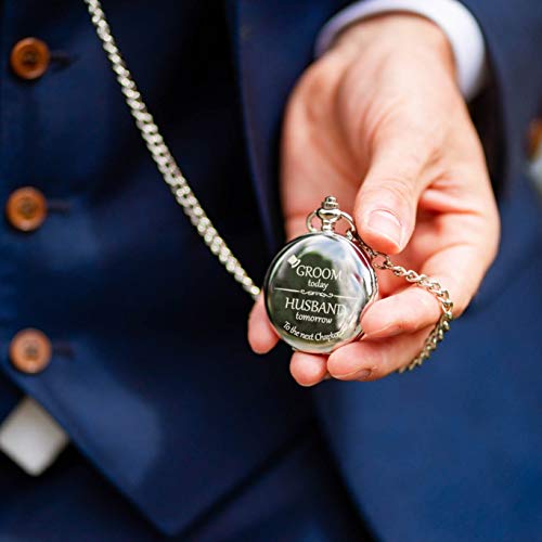 FJ FREDERICK JAMES Groom Gifts from Bride - Engraved 'Groom Today, Husband Tomorrow' - Groom Pocket Watch - Wedding Gift for Groom on Wedding Day I Gift for Groom from Bride on Wedding Day - Image 2