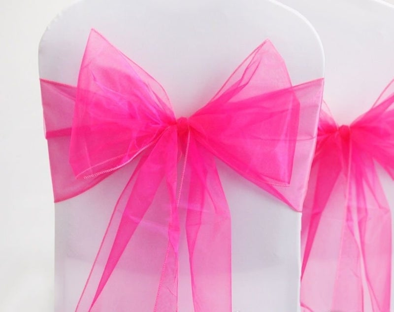 SARVAM FASHION Elegant Organza Chair Sashes Sheer Fabric Sashes for Weddings  Parties  and Special Events - (Pack of 10 Pieces  Fuchsia) - Image 1