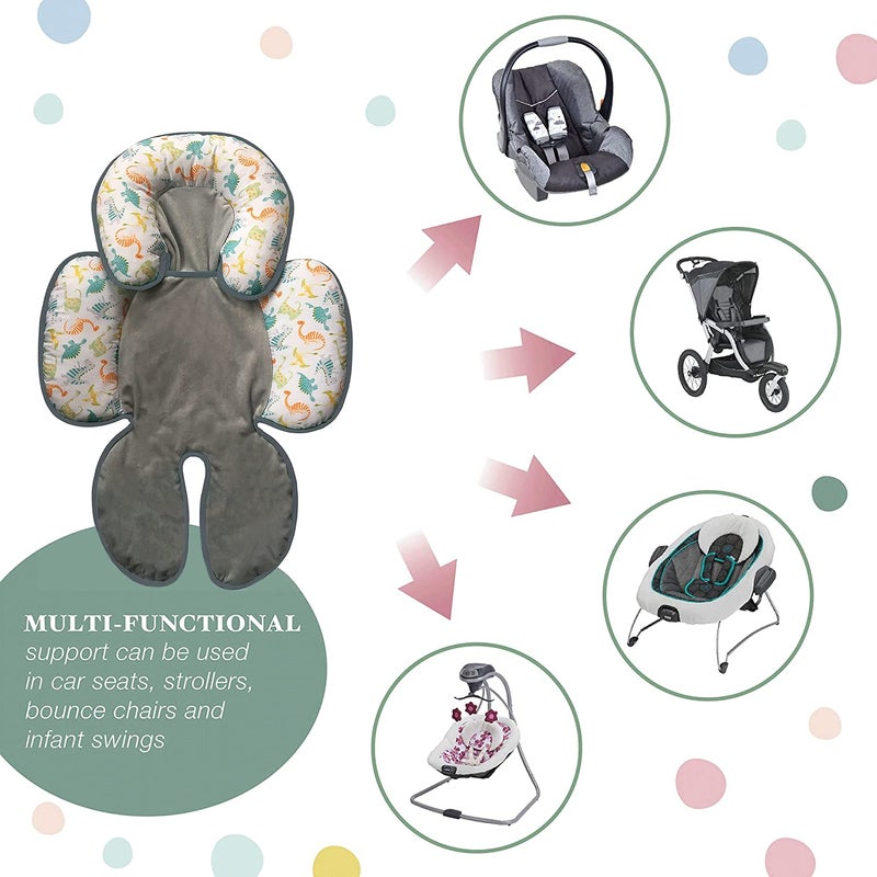 Little Me Baby's Full Body Support Pillow, Newborn Infant Head, Back, Neck, and Legs Protection for Car Seat, Stroller, Booster Seat - Dinosaur, Multicolor - Image 3