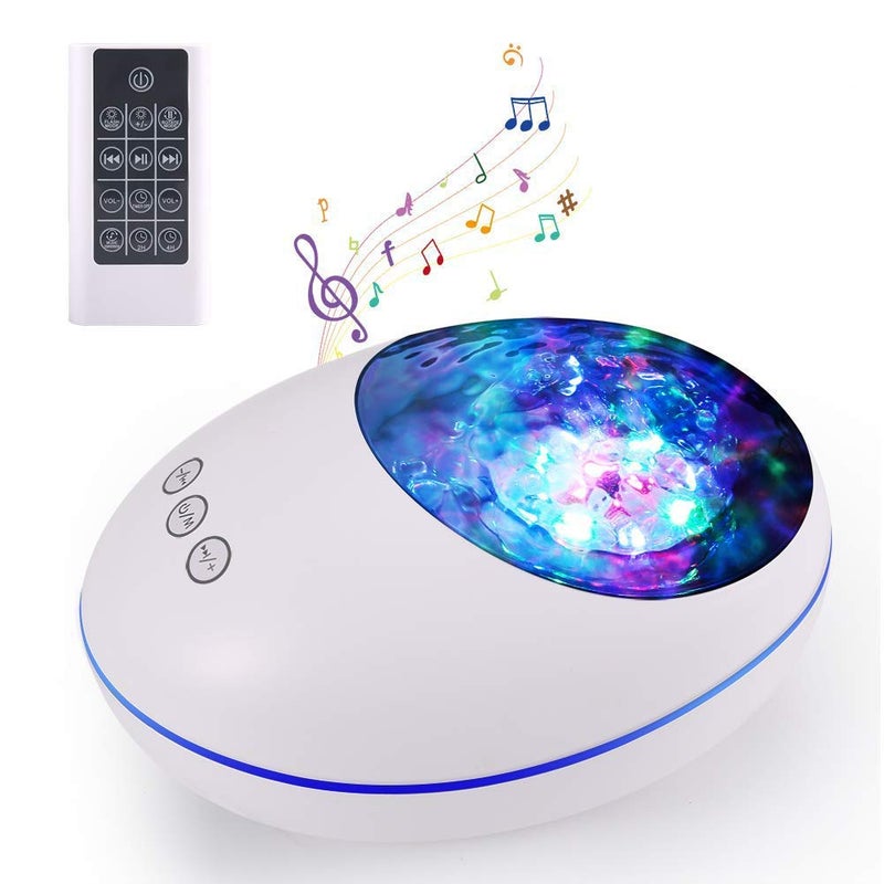 AWOKZA Ocean Wave Night Light Projector Bluetooth Speaker Remote Control Projection lamp Light Projector Mood Light8 Colors for Baby Nursery Adults and Kids - Image 1