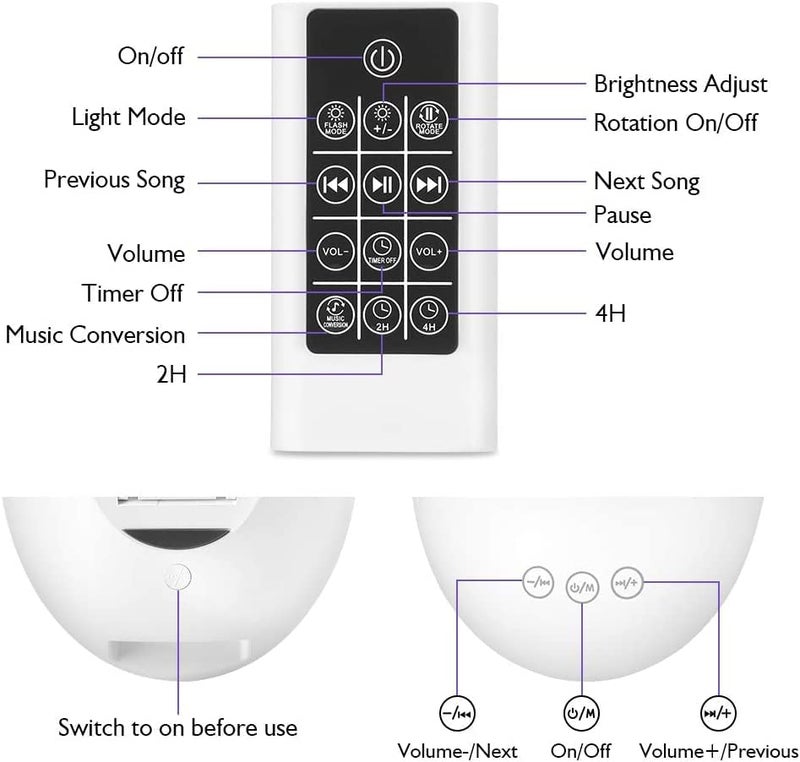 AWOKZA Ocean Wave Night Light Projector Bluetooth Speaker Remote Control Projection lamp Light Projector Mood Light8 Colors for Baby Nursery Adults and Kids - Image 4